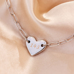 Engravable Heart Paperclip Chain Bracelet