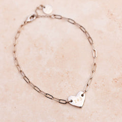 Engravable Heart Paperclip Chain Bracelet