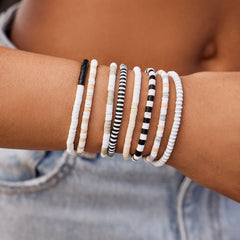Vacation Vibes Neutral Stretch Bracelet Set of 8
