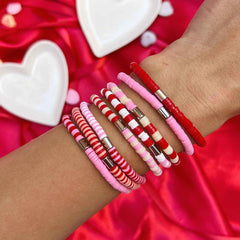 Vacation Vibes Pink Moment Stretch Bracelet Set of 8