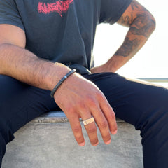 Men's Black Gunmetal Stone Bracelet