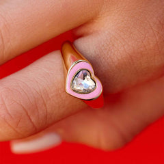 Stone & Enamel Heart Ring