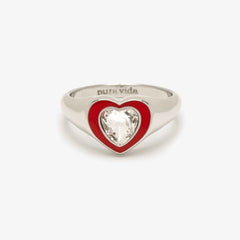 Stone & Enamel Heart Ring