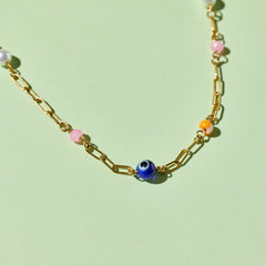 Salina Mixed Bead Paperclip Chain Choker