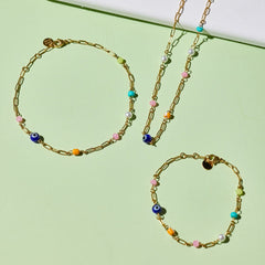 Salina Mixed Bead Paperclip Chain Choker