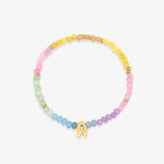 Initial Ombre Stone Bead Stretch Bracelet