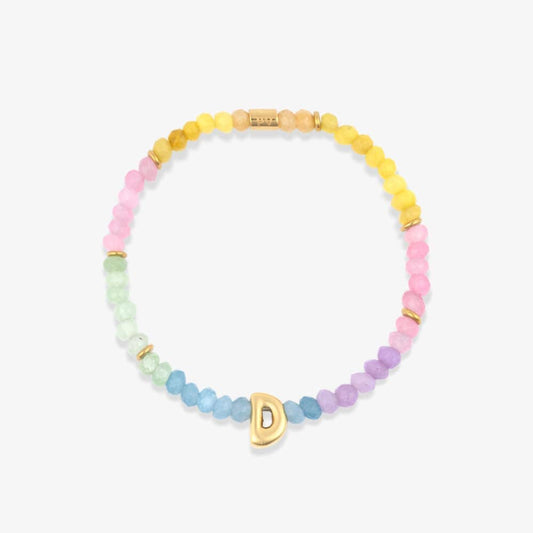 Initial Ombre Stone Bead Stretch Bracelet