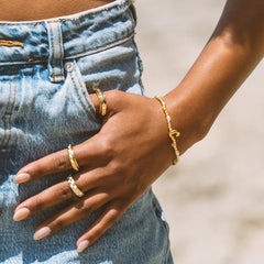 Initial Pearl & Seed Bead Stretch Bracelet