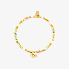 Initial Pearl & Seed Bead Stretch Bracelet