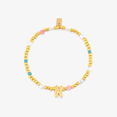Initial Pearl & Seed Bead Stretch Bracelet