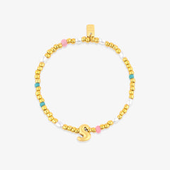 Initial Pearl & Seed Bead Stretch Bracelet