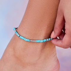 Turquoise Bead Stretch Anklet