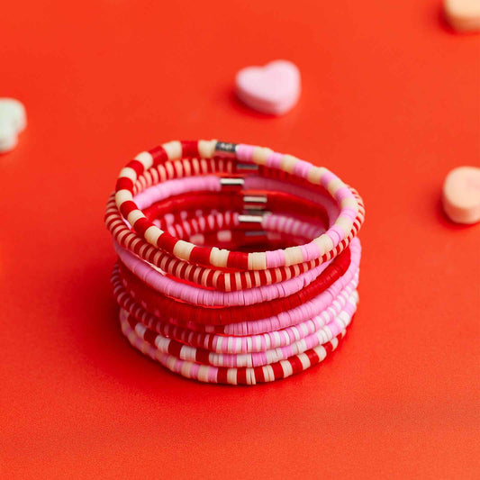 Vacation Vibes Pink Moment Stretch Bracelet Set of 8