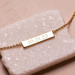 Demi-Fine Engravable Bar Necklace