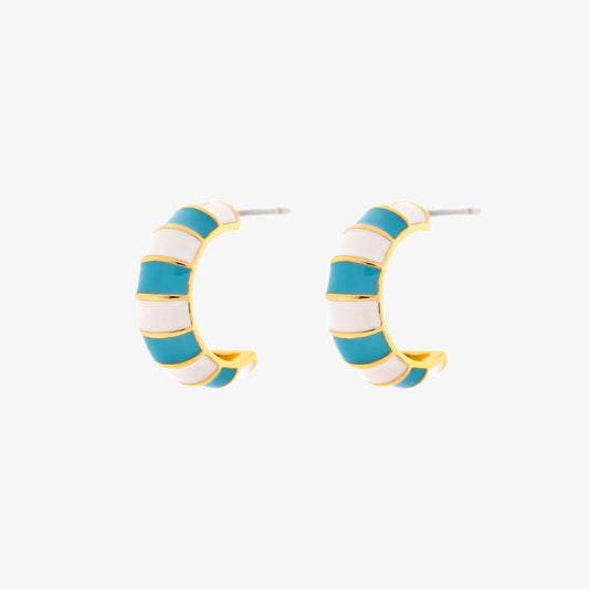 Striped Enamel Gold Hoop Earrings
