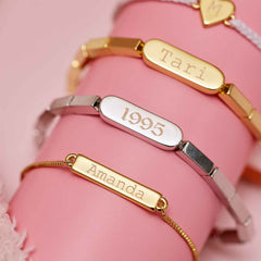 Engravable Rectangle Bead Stretch Bracelet