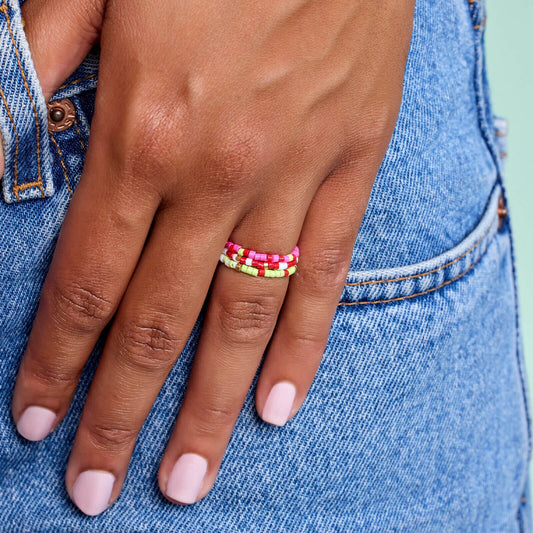 Strawberry Fields Stretch Ring Set of 3