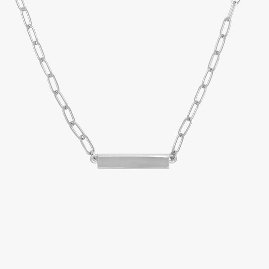 Engravable Paperclip Chain Bar Necklace