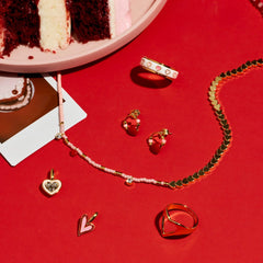 Heart Bead Stud Earrings