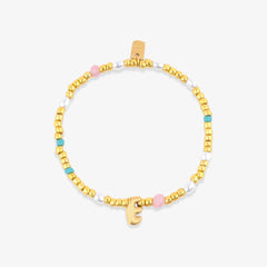 Initial Pearl & Seed Bead Stretch Bracelet