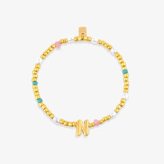 Initial Pearl & Seed Bead Stretch Bracelet